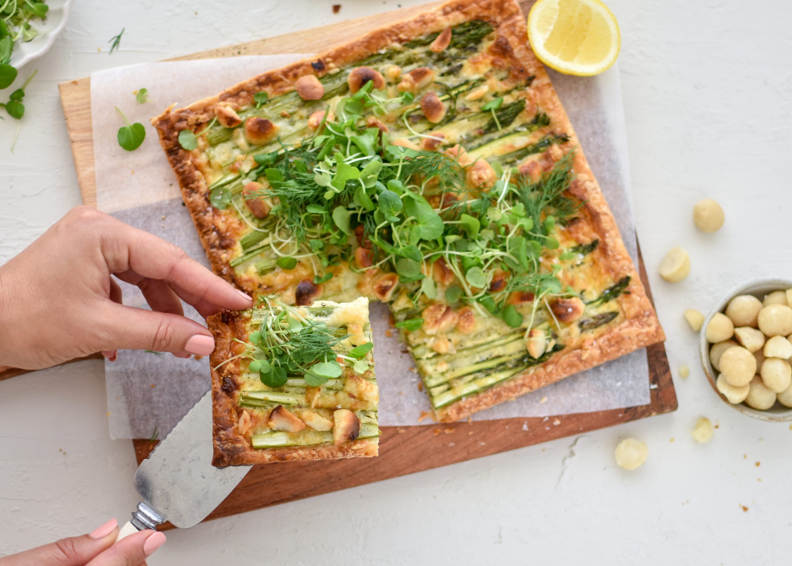 Asparagus, macadamia and Gruyère tart Nuts for Life Australian Nuts