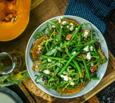 Nuts for Life - Plant-forward pairings - weet pumpkin salad with green beans and pecans