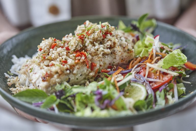 Thai inspired macadamia crusted fish recipe